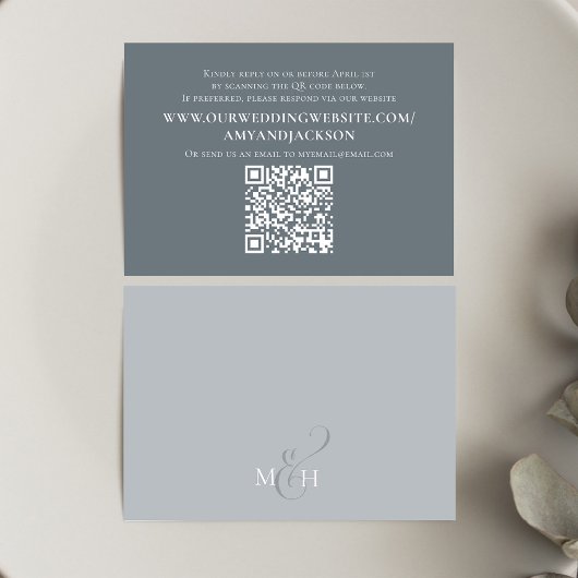 Dusty Blue Simple QR Code Website RSVP Wedding