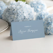 Dusty Blue Simple Script Elegant Wedding Plaatskaartje