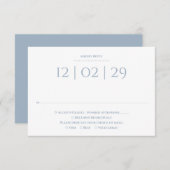Dusty Blue Simple Special Date Bruiloft RSVP Kaartje (Voorkant / Achterkant)