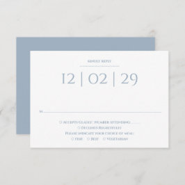 Dusty Blue Simple Special Date Bruiloft RSVP Kaartje