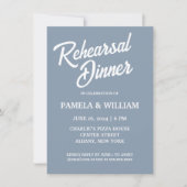 Dusty Blue Simple Style Wedding repetitie diner Kaart (Voorkant)