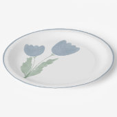 Dusty Blue Simple Waterverf Floral Papieren Bordje (Gekanteld)
