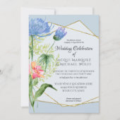 Dusty Blue Simple Waterverf Modern Floral Wedding Kaart (Voorkant)