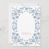 Dusty Blue Simple White Folk Floral Vrijgezellenfe Kaart (Achterkant)