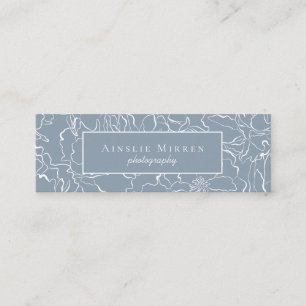 Dusty Blue Simply Floral Mini Visitekaartje
