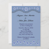 Dusty Blue Six Petal Bloem Bruiloft Uitnodiging (Voorkant)