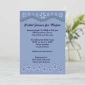 Dusty Blue Six Petal Flower Vrijgezellenfeest Invi Kaart (Staand voorkant)