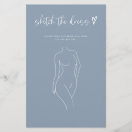 Dusty Blue Sketch Het Jurk Vrijgezellenfeest Spel