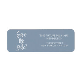 Dusty Blue Sla de datum op Retouradres Etiket