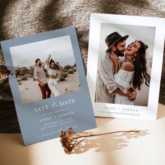 Dusty Blue Sla de datumfoto op Sla de datum op Kaart