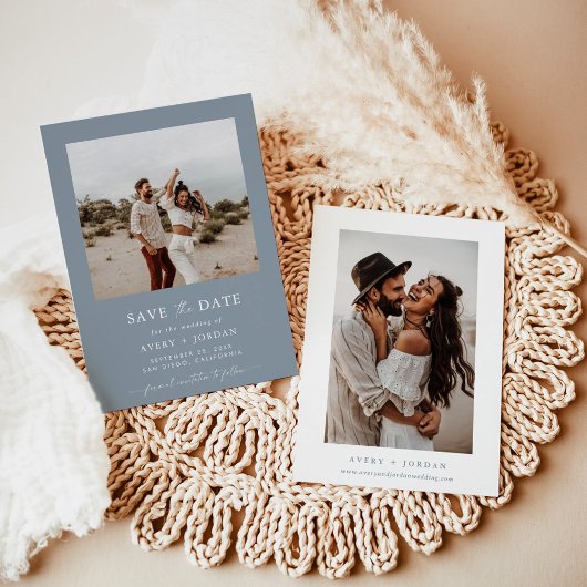 Dusty Blue Sla de datumfoto op Sla de datum op Kaart