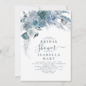 Dusty Blue Slate Boho Pampas Floral Vrijgezellenfe Kaart (Voorkant)