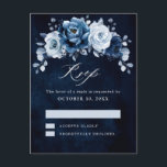 Dusty Blue Slate Dark Navy Floral Botanical RSVP Briefkaart<br><div class="desc">Elegant Dusty Blue / Navy thema RSVP briefkaart met elegante bouquet van Dusty Blue,  Navy,  leisteen roos bloesems en blauwe eucalyptusbladeren. Neem contact met mij op voor hulp bij aanpassingen of als u een ander product nodig hebt met dit ontwerp.</div>