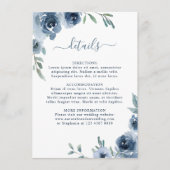 Dusty Blue Slate Floral Botanical Chic Wedding Informatiekaartje (Voorkant)
