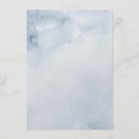 Dusty Blue Slate Floral Botanical Chic Wedding Informatiekaartje (Achterkant)