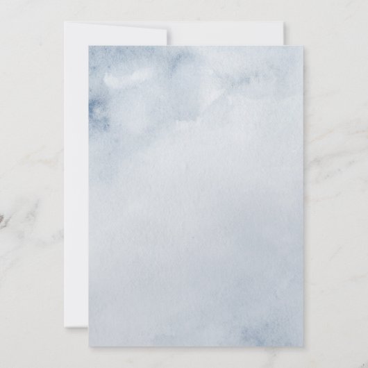 Dusty Blue Slate Floral Botanical Chic Wedding Kaart (Achterkant)