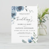 Dusty Blue Slate Floral Waterverf Wedding Kaart (Staand voorkant)