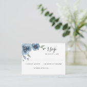 Dusty Blue Slate Floral Waterverf Wedding RSVP Informatiekaartje (Staand voorkant)