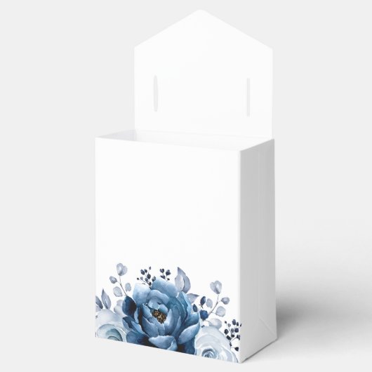 Dusty Blue Slate Navy Botanica Vrijgezellenfeest Bedankdoosjes (Geopend)