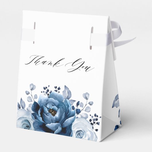 Dusty Blue Slate Navy Botanica Vrijgezellenfeest Bedankdoosjes (Achterkant)
