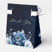 Dusty Blue Slate Navy Botanica Vrijgezellenfeest Bedankdoosjes (Achterkant)