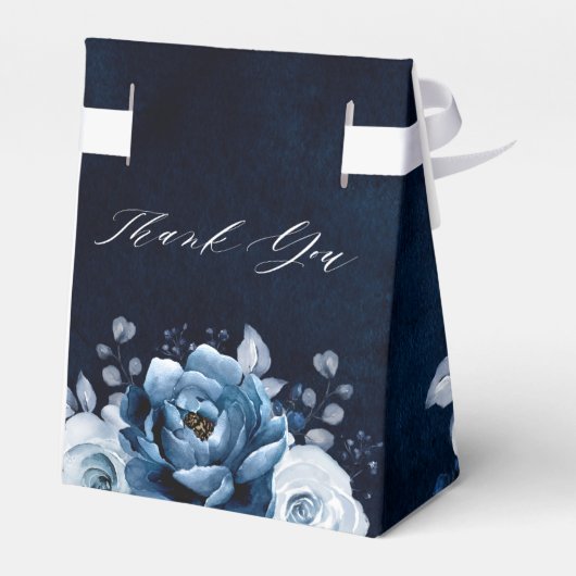 Dusty Blue Slate Navy Botanica Vrijgezellenfeest Bedankdoosjes (Achterkant)