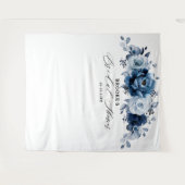 Dusty Blue Slate Navy Botanical Bridal Shower      Wandkleed (Voorkant (horizontaal))