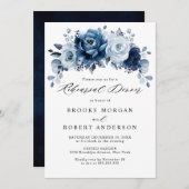 Dusty Blue Slate Navy Botanical Rehearsal Dinner Kaart (Voorkant / Achterkant)