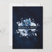 Dusty Blue Slate Navy Botanical Rehearsal Dinner Kaart (Achterkant)