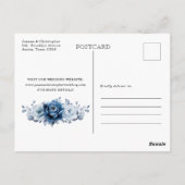 Dusty Blue Slate Navy Botanical Save the Date Briefkaart (Achterkant)