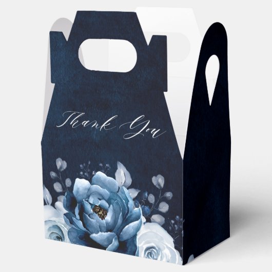 Dusty Blue Slate Navy Botanical Vrijgezellenfeest Bedankdoosjes (Geopend)
