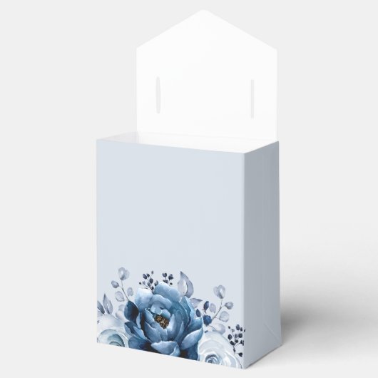 Dusty Blue Slate Navy Botanical Vrijgezellenfeest Bedankdoosjes (Geopend)