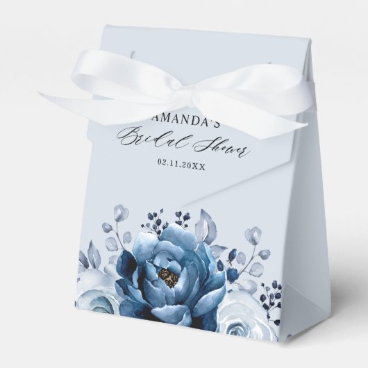 Dusty Blue Slate Navy Botanical Vrijgezellenfeest Bedankdoosjes (Voorkant Zijde)