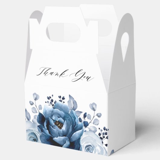 Dusty Blue Slate Navy Botanical Vrijgezellenfeest Bedankdoosjes (Geopend)