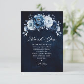 Dusty Blue Slate Navy Botanical Vrijgezellenfeest Bedankkaart (Staand voorkant)