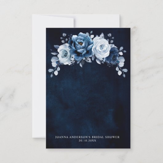 Dusty Blue Slate Navy Botanical Vrijgezellenfeest Bedankkaart (Achterkant)