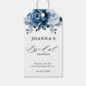 Dusty Blue Slate Navy Botanical Vrijgezellenfeest Cadeaulabel (Achterkant)