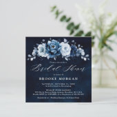 Dusty Blue Slate Navy Botanical Vrijgezellenfeest  Kaart (Staand voorkant)