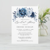 Dusty Blue Slate Navy Botanical Vrijgezellenfeest Kaart (Staand voorkant)