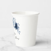 Dusty Blue Slate Navy Botanical Vrijgezellenfeest Papieren Bekers (Links)