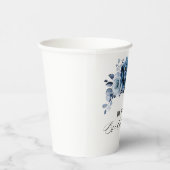 Dusty Blue Slate Navy Botanical Vrijgezellenfeest Papieren Bekers (Rechts)