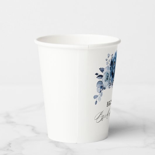 Dusty Blue Slate Navy Botanical Vrijgezellenfeest Papieren Bekers (Rechts)