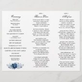 Dusty Blue Slate Navy Botanical Wedding Programme (Achterkant)