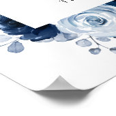 Dusty Blue Slate Navy Botanische Kaarten & Gifts Poster (Hoek)