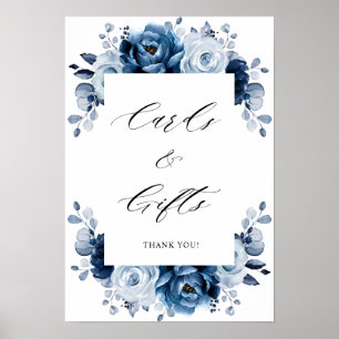 Dusty Blue Slate Navy Botanische Kaarten & Gifts Poster