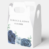 Dusty Blue Slate Navy Floral Botanical Bedankdoosjes (Geopend)