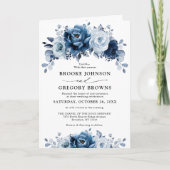 Dusty Blue Slate Navy Floral Botanical Wedding (Voorkant)