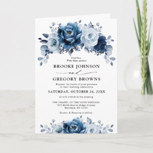 Dusty Blue Slate Navy Floral Botanical Wedding