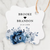 Dusty Blue Slate Navy Floral Botanical Wedding Bedankjes Labels (Achterkant)