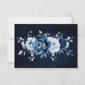 Dusty Blue Slate Navy Floral Botanical Wedding Bedankkaart (Achterkant)